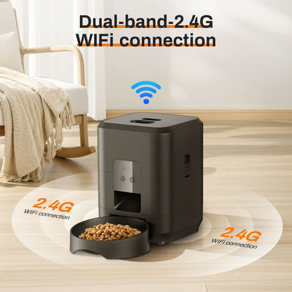 Smart Automatic Pet Feeder with Timer, Wifi App Control, Timed Quantitative Dry Food, Dispenser with Portion Control for Cats and Dogs