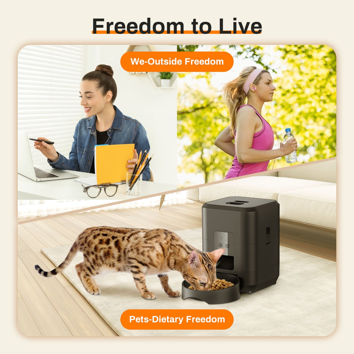 Smart Automatic Pet Feeder with Timer, Wifi App Control, Timed Quantitative Dry Food, Dispenser with Portion Control for Cats and Dogs