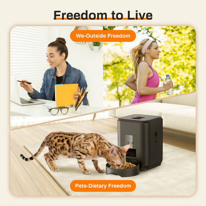 Smart Automatic Pet Feeder with Timer, Wifi App Control, Timed Quantitative Dry Food, Dispenser with Portion Control for Cats and Dogs