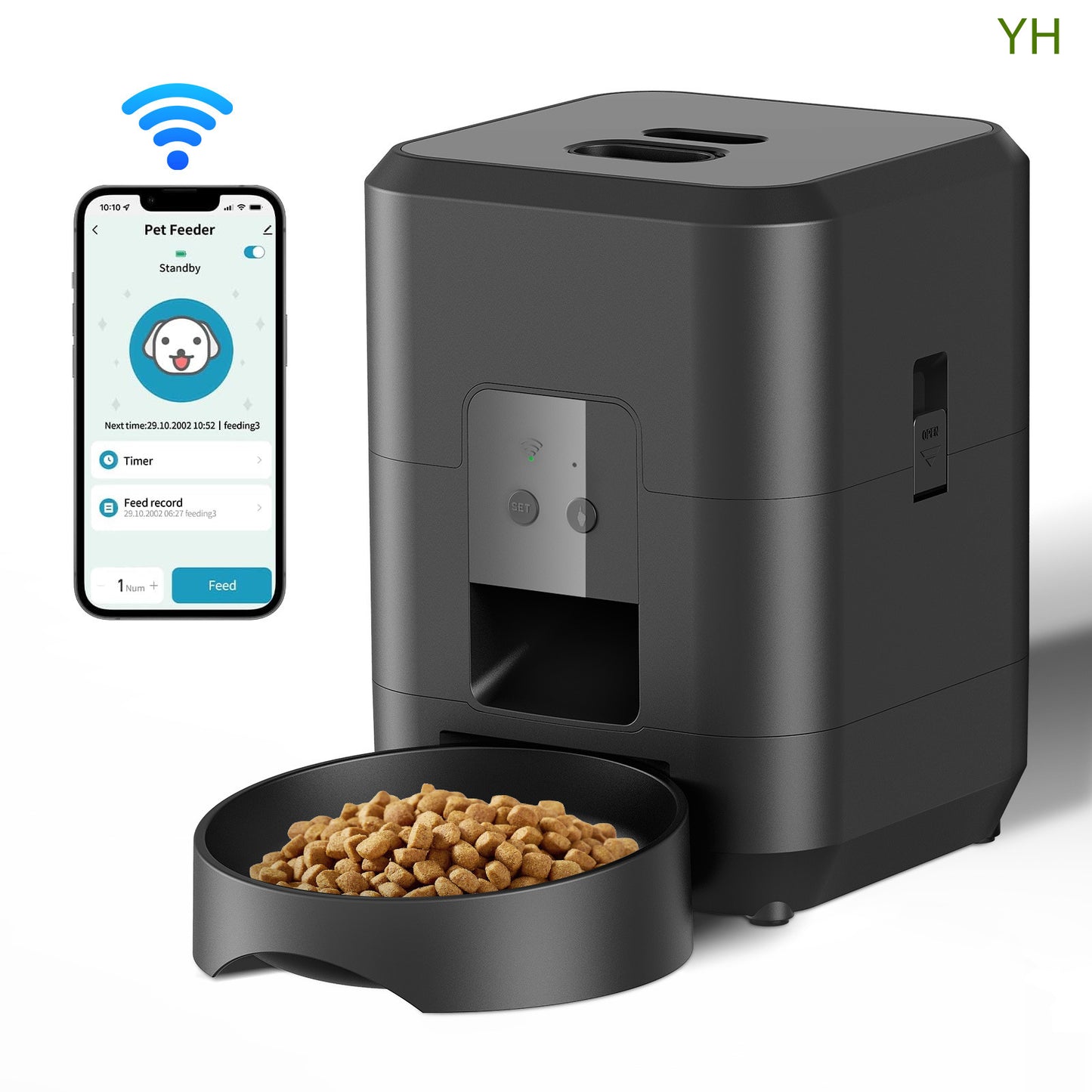 Smart Automatic Pet Feeder with Timer, Wifi App Control, Timed Quantitative Dry Food, Dispenser with Portion Control for Cats and Dogs