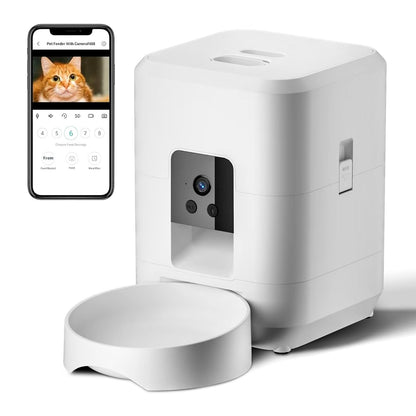 Smart Automatic Pet Feeder with Timer, Wifi App Control, Timed Quantitative Dry Food, Dispenser with Portion Control for Cats and Dogs